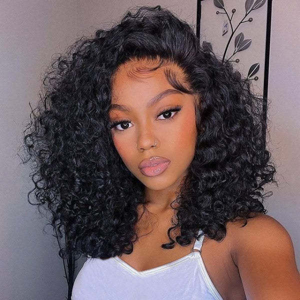 Invisible Knots Glueless Bob Wig Water Wave Human Hair Bob Wigs 5x5 HD Lace Closure Pre Cut Wigs