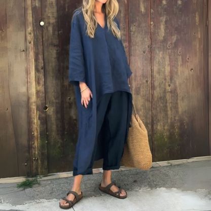 Linen Blend Two-Piece Set Women | Loravelle