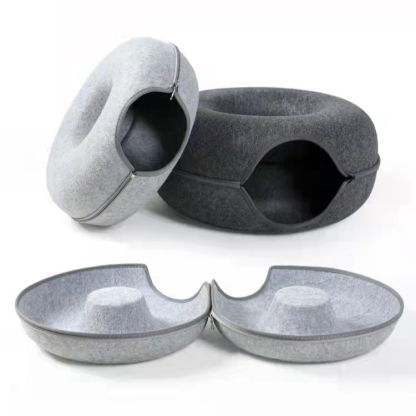 Felt Cat Donut Tunnel Bed