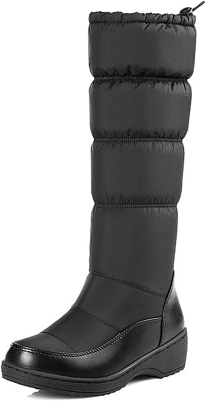 Women Snow Boots Fur Lined Winter Outdoor Anti Slip Shoes Fashion Elastic Platform Warm Waterproof Mid Boot