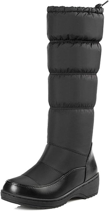 Women Snow Boots Fur Lined Winter Outdoor Anti Slip Shoes Fashion Elastic Platform Warm Waterproof Mid Boot