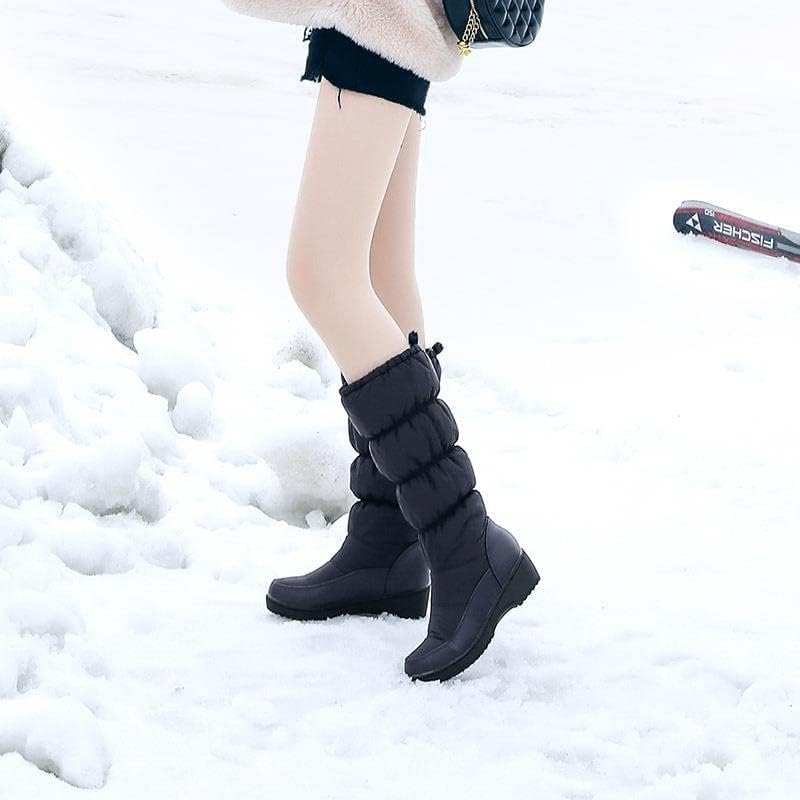 Women Snow Boots Fur Lined Winter Outdoor Anti Slip Shoes Fashion Elastic Platform Warm Waterproof Mid Boot