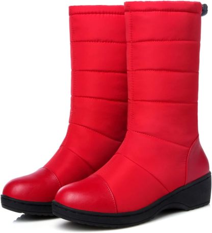 Womens Snow Boots Waterproof Winter Boots Anti-slip Fuzzy Fur Booties Winter Warm Outdoor Ankle Boots Ladies Walking Hiking Booties