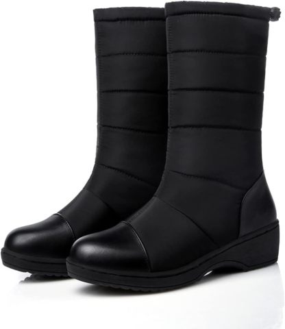 Womens Snow Boots Waterproof Winter Boots Anti-slip Fuzzy Fur Booties Winter Warm Outdoor Ankle Boots Ladies Walking Hiking Booties