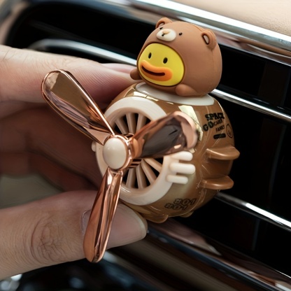 Cute Pilot Duck Car Air Freshener, Car Diffuser Rotating Propeller Cartoon Car Air Vent Fan Creative Car Perfume Decoration For Cars Air Vent