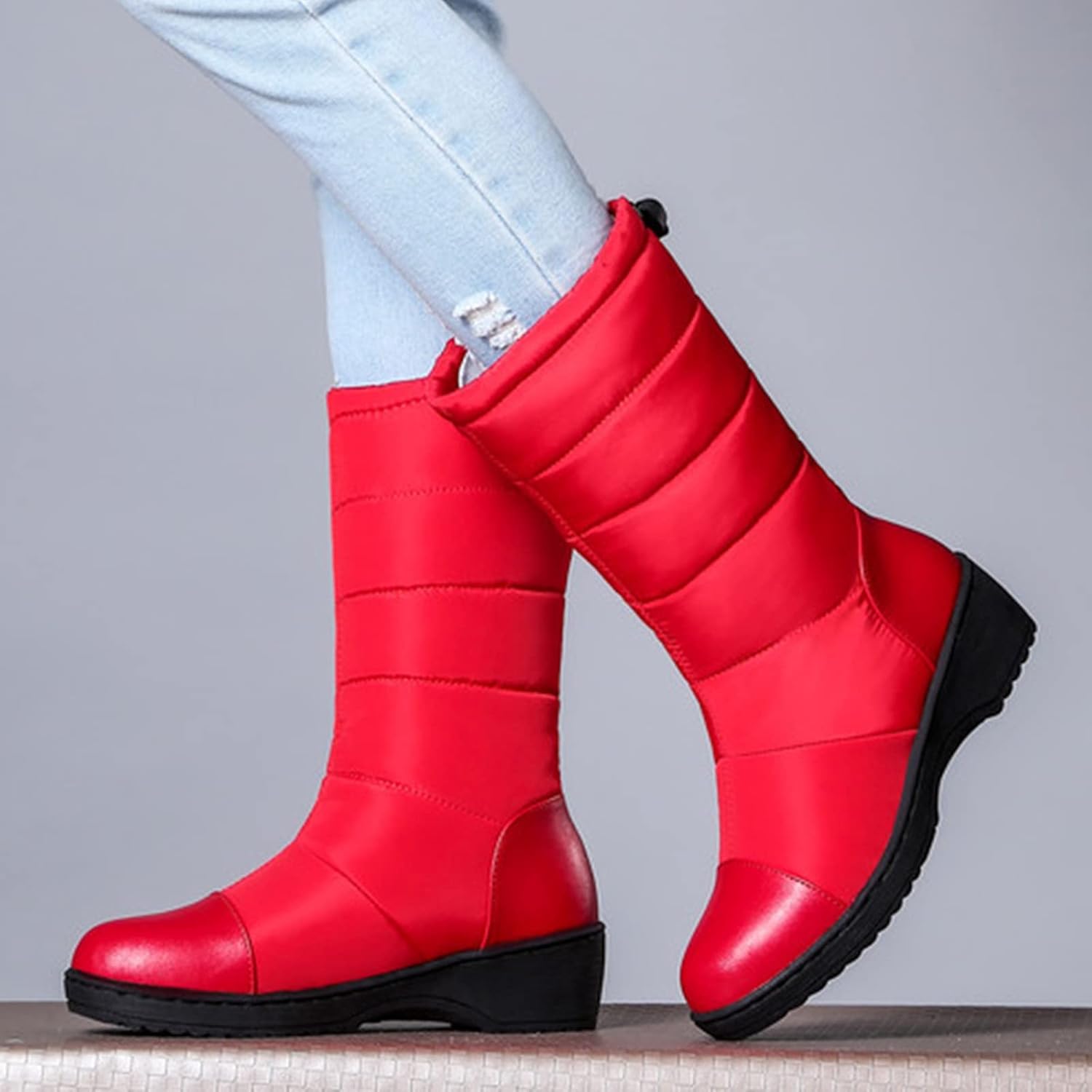 Womens Snow Boots Waterproof Winter Boots Anti-slip Fuzzy Fur Booties Winter Warm Outdoor Ankle Boots Ladies Walking Hiking Booties