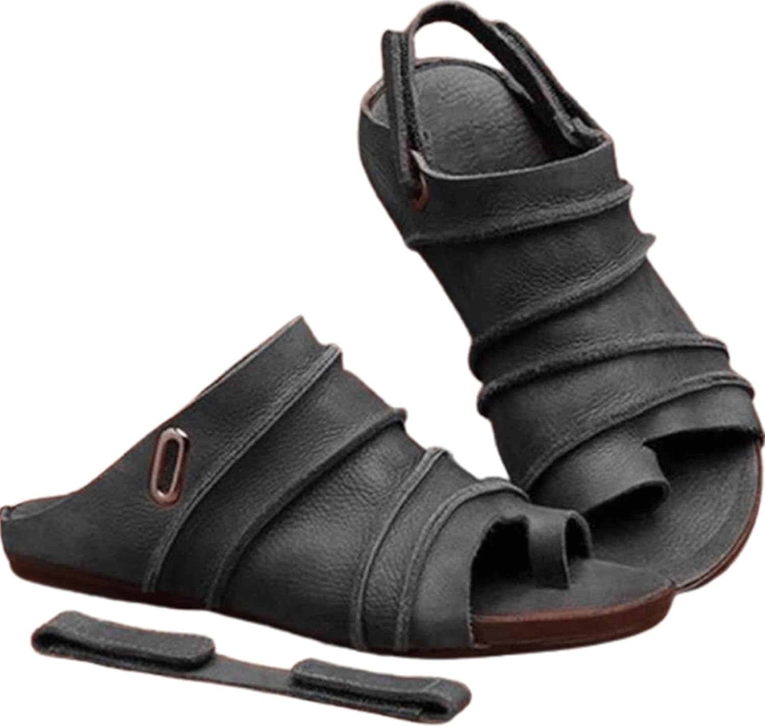 Women Clip Toe Orthopedic Sandals, Fish Thumb Bone Shoes with Arch Support, Leather Slingback Sandals for Pain Relief Bunion Symptoms