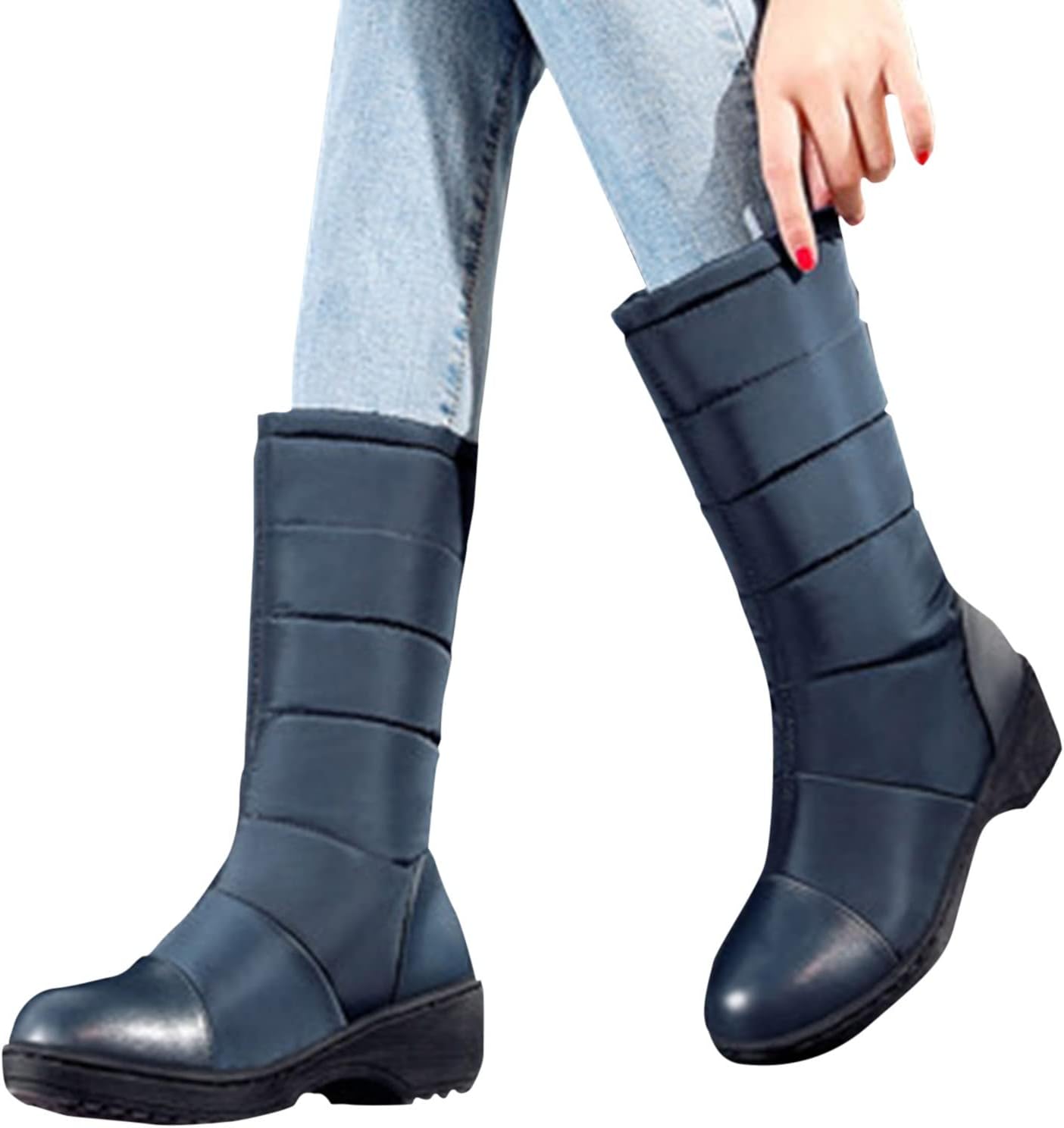 Womens Snow Boots Waterproof Winter Boots Anti-slip Fuzzy Fur Booties Winter Warm Outdoor Ankle Boots Ladies Walking Hiking Booties