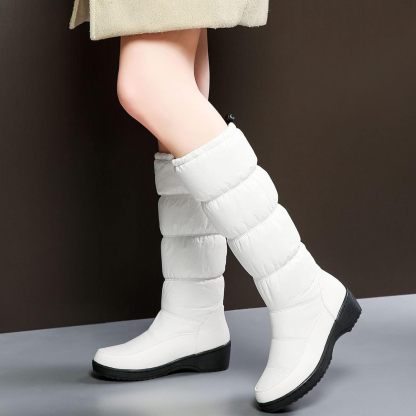Women Snow Boots Fur Lined Winter Outdoor Anti Slip Shoes Fashion Elastic Platform Warm Waterproof Mid Boot