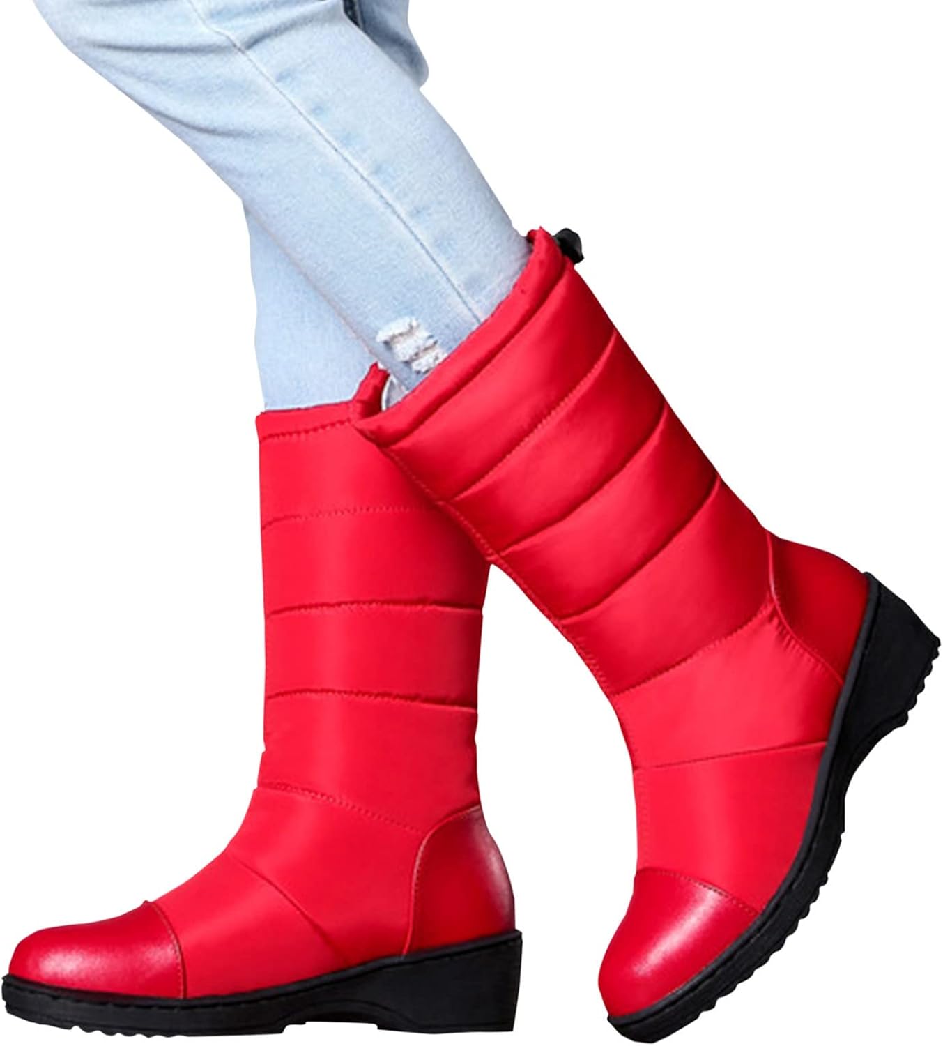Womens Snow Boots Waterproof Winter Boots Anti-slip Fuzzy Fur Booties Winter Warm Outdoor Ankle Boots Ladies Walking Hiking Booties