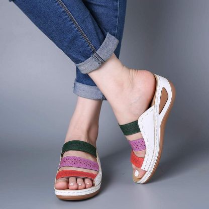 Women's Large Size Sandals, Mule, Wedge, Thick Sole, Large Size, Shoes, Sabot Sandals, Heels, 1.6 inches (4 cm), Open Toe, Beaches, Vacations, Hot Springs, Wide, Easy to Walk, Flip Flops