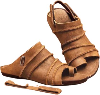Women Clip Toe Orthopedic Sandals, Fish Thumb Bone Shoes with Arch Support, Leather Slingback Sandals for Pain Relief Bunion Symptoms