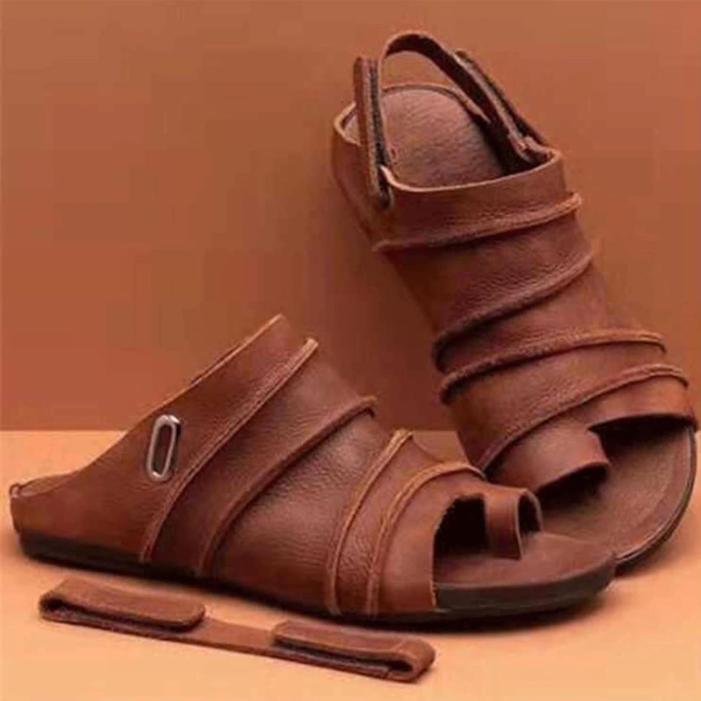 Women Clip Toe Orthopedic Sandals, Fish Thumb Bone Shoes with Arch Support, Leather Slingback Sandals for Pain Relief Bunion Symptoms