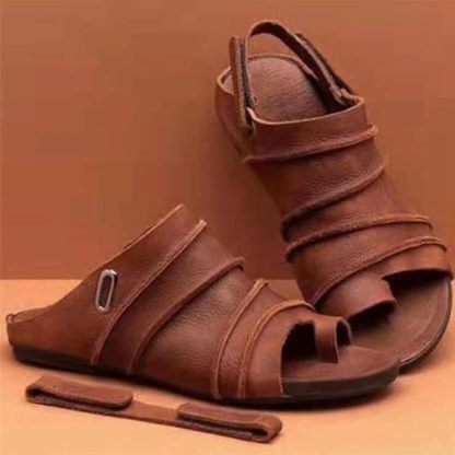 Women Clip Toe Orthopedic Sandals, Fish Thumb Bone Shoes with Arch Support, Leather Slingback Sandals for Pain Relief Bunion Symptoms