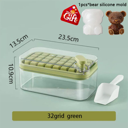 Set Of 1 101oz Ice Cube Trays, 64 Pcs Silicone Ice Cube Tray With Lid And Bin, Ice Cube Molds For Freezer, Easy Release & Save Space, 2 Trays,Scoop For Whiskey, Cocktail | Food Grade PP