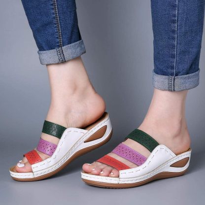 Women's Large Size Sandals, Mule, Wedge, Thick Sole, Large Size, Shoes, Sabot Sandals, Heels, 1.6 inches (4 cm), Open Toe, Beaches, Vacations, Hot Springs, Wide, Easy to Walk, Flip Flops