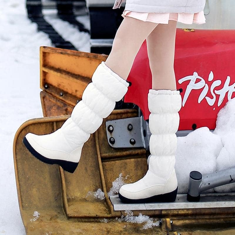Women Snow Boots Fur Lined Winter Outdoor Anti Slip Shoes Fashion Elastic Platform Warm Waterproof Mid Boot