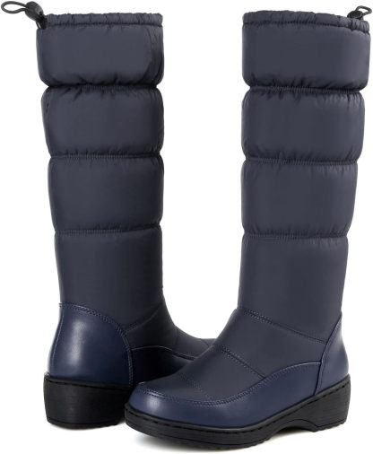 Women Snow Boots Fur Lined Winter Outdoor Anti Slip Shoes Fashion Elastic Platform Warm Waterproof Mid Boot