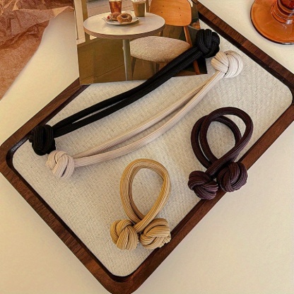 6pcs High Elasticity Knotted Hair Tie - Durable Solid Color Hair Rope for Women - Ponytail Holder and Hair Accessory