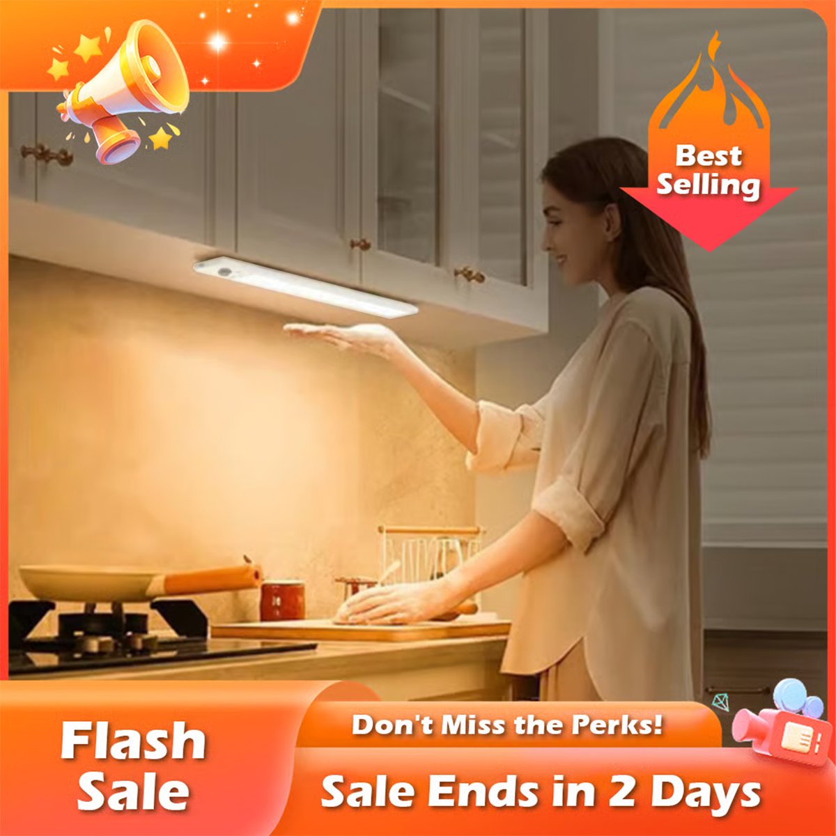 🏆Flash Sale💡Under Cabinet Lights-52LED Motion Sensor Night Light Indoor