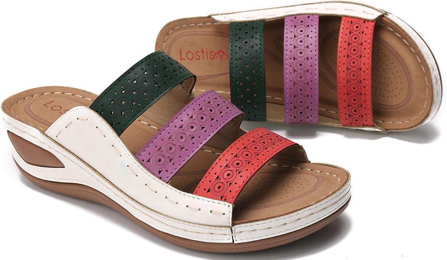 Women's Large Size Sandals, Mule, Wedge, Thick Sole, Large Size, Shoes, Sabot Sandals, Heels, 1.6 inches (4 cm), Open Toe, Beaches, Vacations, Hot Springs, Wide, Easy to Walk, Flip Flops