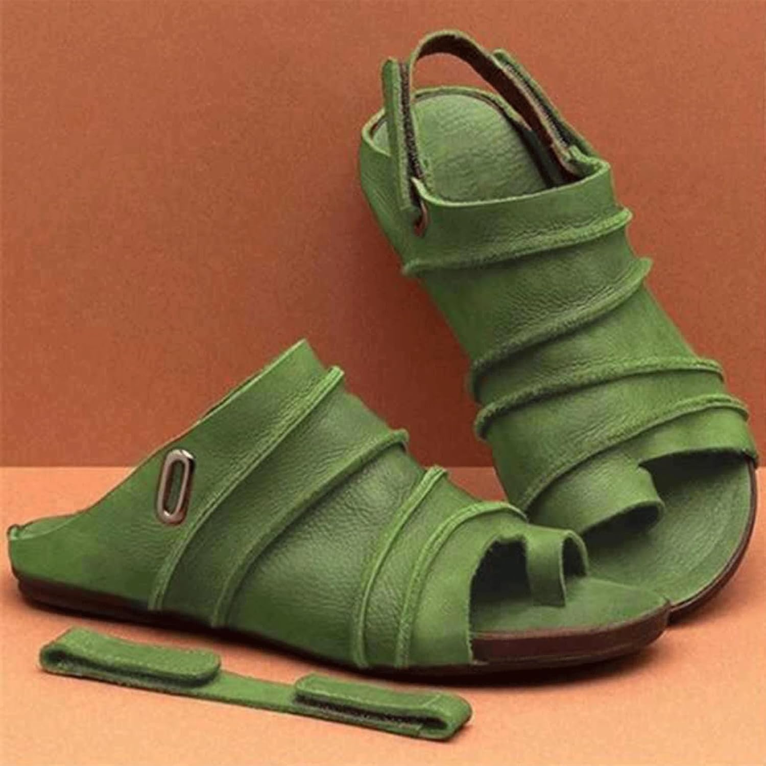 Women Clip Toe Orthopedic Sandals, Fish Thumb Bone Shoes with Arch Support, Leather Slingback Sandals for Pain Relief Bunion Symptoms