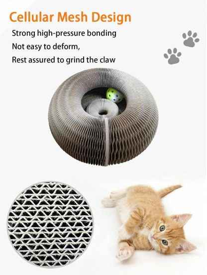 Cat Toys, Magic Organ Cat Scratching Board, Comes with a Toy Bell Ball Foldable Convenient Cat Scratcher Durable Recyclable Interactive Cat Toy