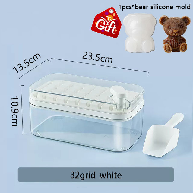 Set Of 1 101oz Ice Cube Trays, 64 Pcs Silicone Ice Cube Tray With Lid And Bin, Ice Cube Molds For Freezer, Easy Release & Save Space, 2 Trays,Scoop For Whiskey, Cocktail | Food Grade PP