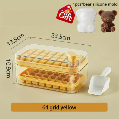 Set Of 1 101oz Ice Cube Trays, 64 Pcs Silicone Ice Cube Tray With Lid And Bin, Ice Cube Molds For Freezer, Easy Release & Save Space, 2 Trays,Scoop For Whiskey, Cocktail | Food Grade PP