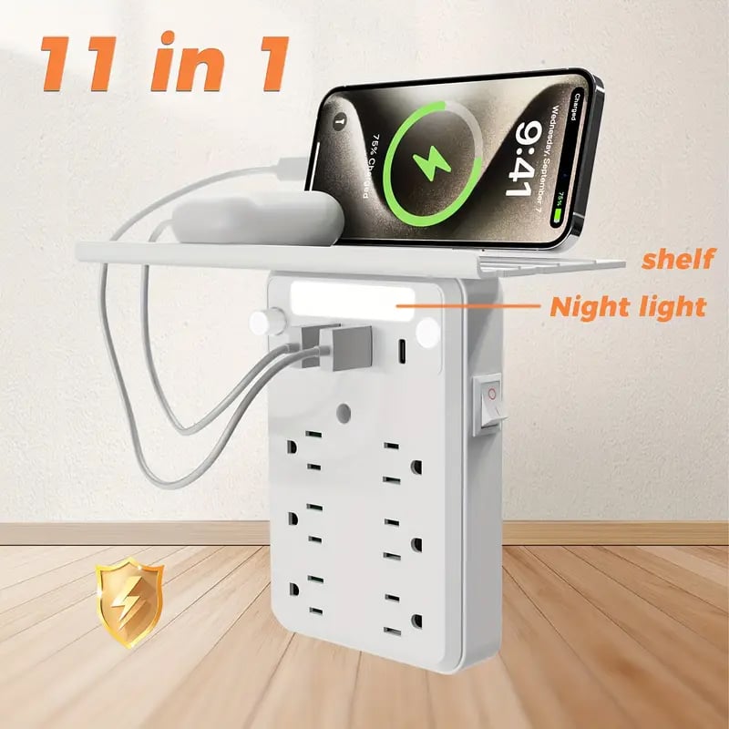 Wall Outlet Extender with Shelf Night
