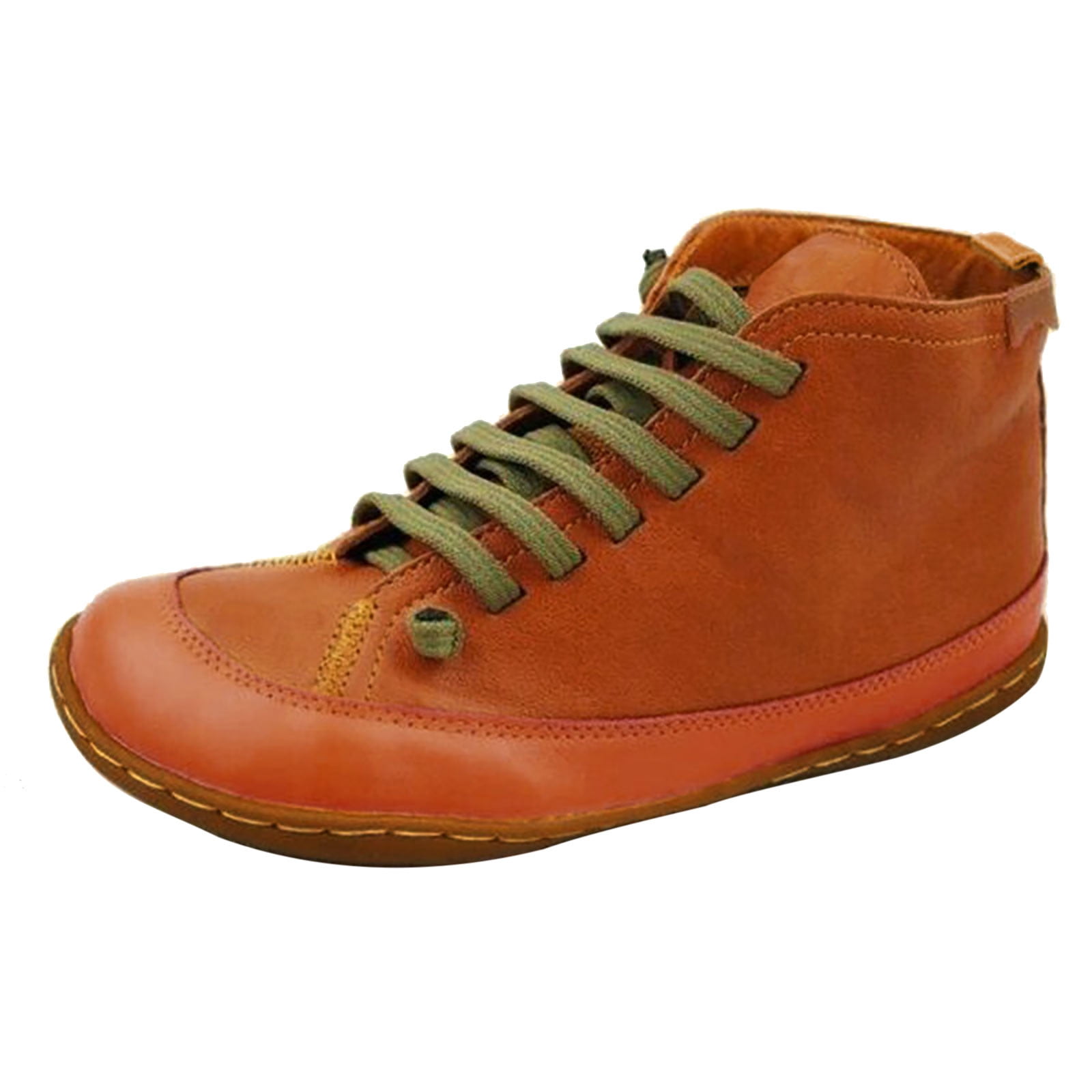 Women's Low-heeled Ankle Boots-Walking Shoes Women Winter Christmas Leather Boots for Women Warm Snow Vintage Womens Boots Clearance