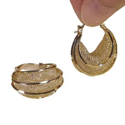 Fashion hollow mesh hoop earrings A Pair