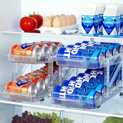 In der Breite erweiterbarer Getränkedosen-Organizer für den Kühlschrank