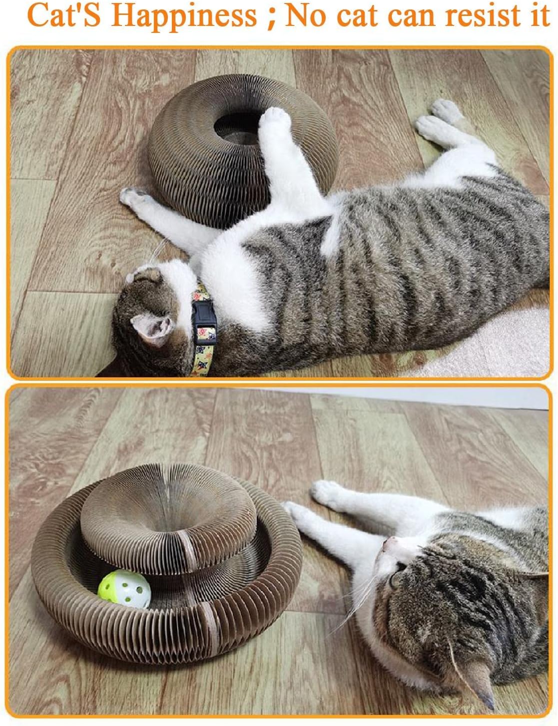 Cat Toys, Magic Organ Cat Scratching Board, Comes with a Toy Bell Ball Foldable Convenient Cat Scratcher Durable Recyclable Interactive Cat Toy