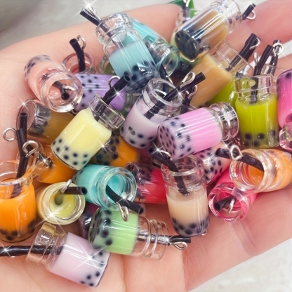 30pcs Vibrant 3D Resin Drop Charms - Colorful Imitation Pearl and Fruit Juice Designs for DIY Keychain, Phone Case, and Jewelry Making Projects - Perfect for Crafting and Accessorizing