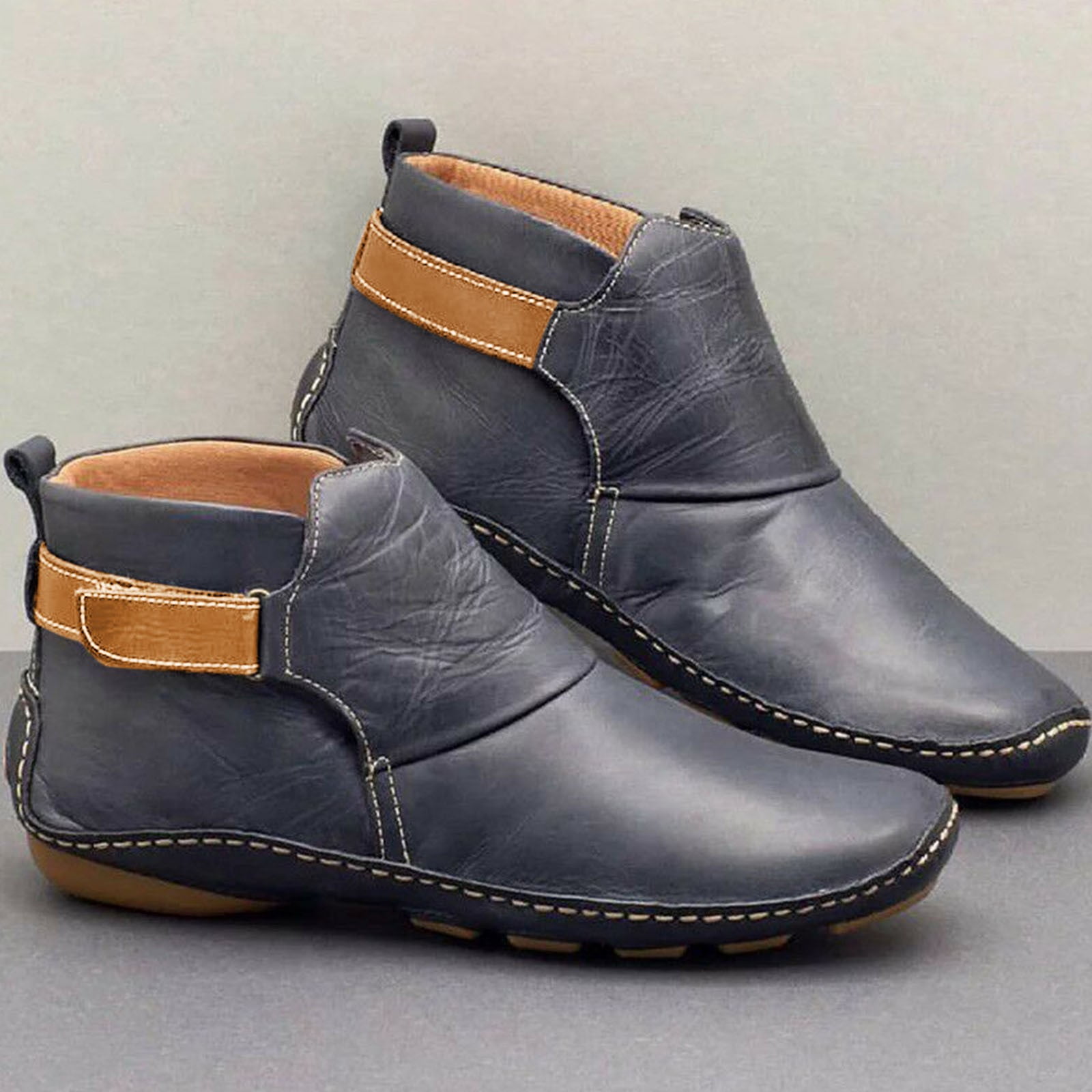 Pointed Toe Casual Women's Leather Boots Sleeve Fashion Boots Thick Warm Fashion Low Heel Women's Shoes