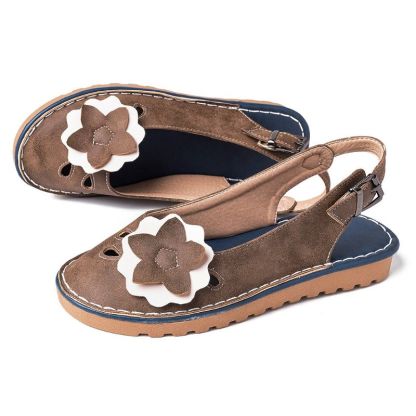 Hollow round toe flower women's sandals