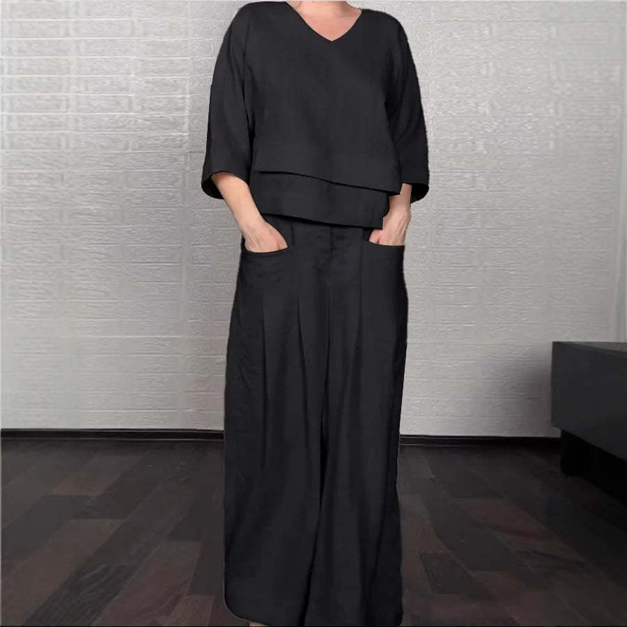 Fashion casual solid color large size irregular cotton and linen women's