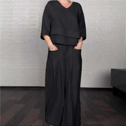 Fashion casual solid color large size irregular cotton and linen women's