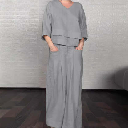 Fashion casual solid color large size irregular cotton and linen women's