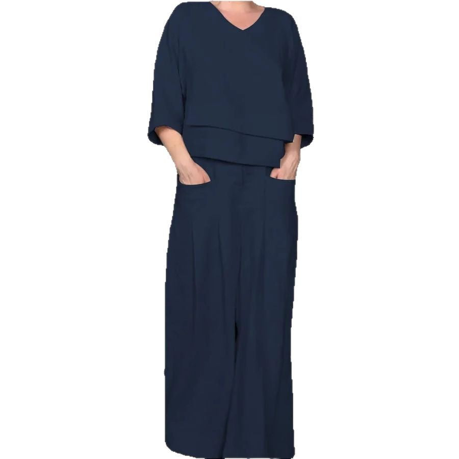 Fashion casual solid color large size irregular cotton and linen women's