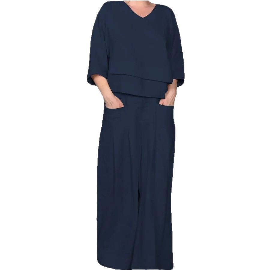 Fashion casual solid color large size irregular cotton and linen women's