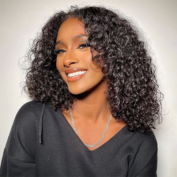 Invisible Knots Glueless Bob Wig Water Wave Human Hair Bob Wigs 5x5 HD Lace Closure Pre Cut Wigs
