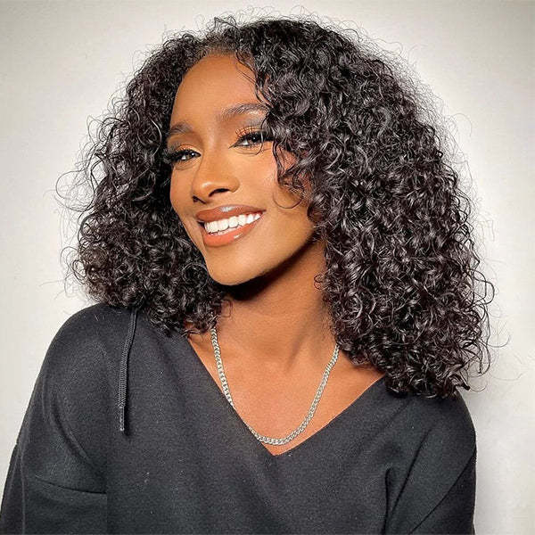 Invisible Knots Glueless Bob Wig Water Wave Human Hair Bob Wigs 5x5 HD Lace Closure Pre Cut Wigs