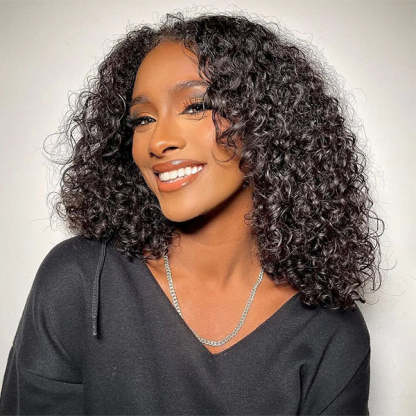 Invisible Knots Glueless Bob Wig Water Wave Human Hair Bob Wigs 5x5 HD Lace Closure Pre Cut Wigs