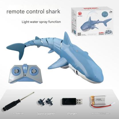 Remote Control Shark Toy with Light &Spray