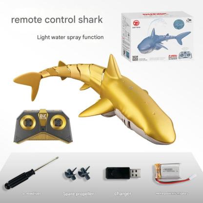 Remote Control Shark Toy with Light &Spray