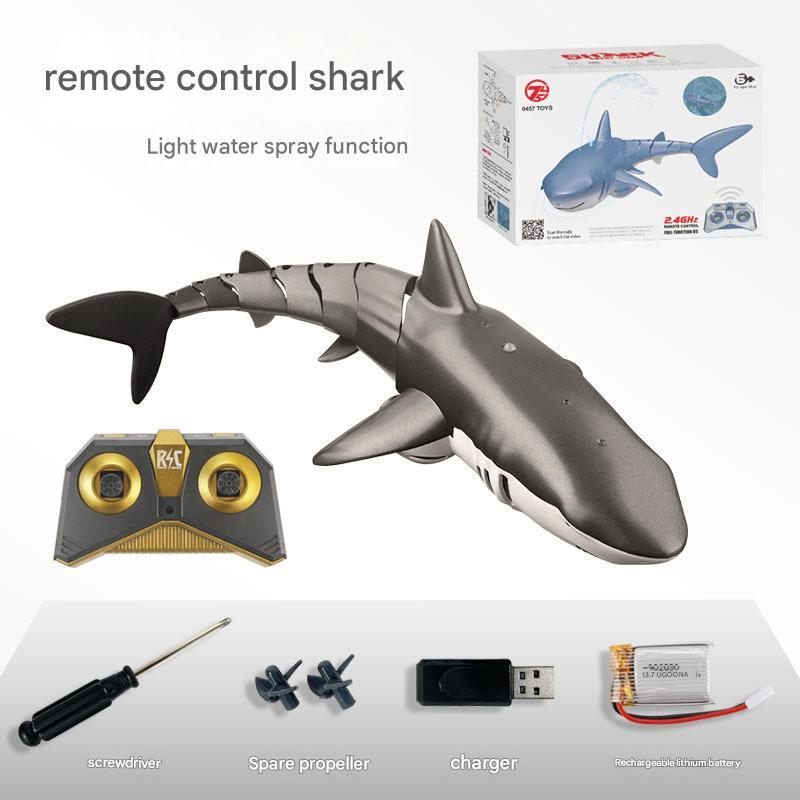 Remote Control Shark Toy with Light &Spray