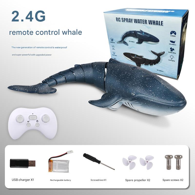 Remote Control Shark Toy with Light &Spray