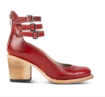 Back zipper thick high heel square heel shallow buckle women's shoes